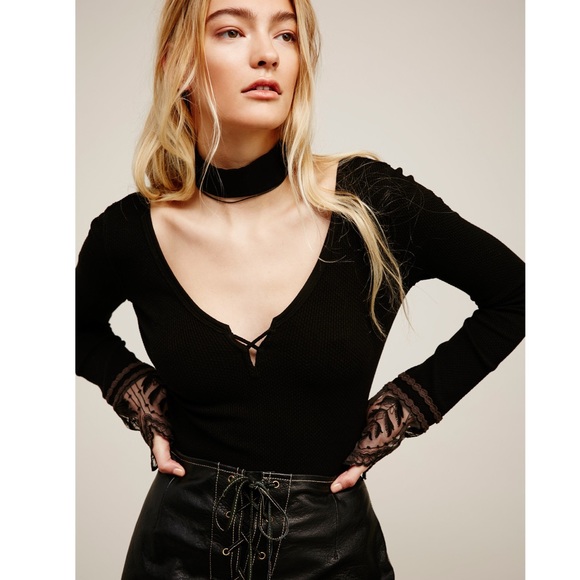 Free People Sweaters - Free People Sweater Last Dance Lace Cuff Thermal